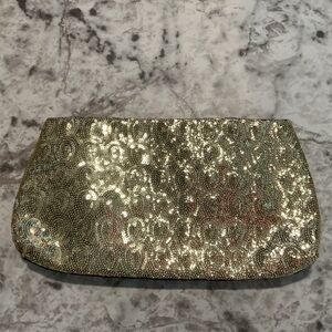 Gold Sequin and Black Velvet Evening Clutch